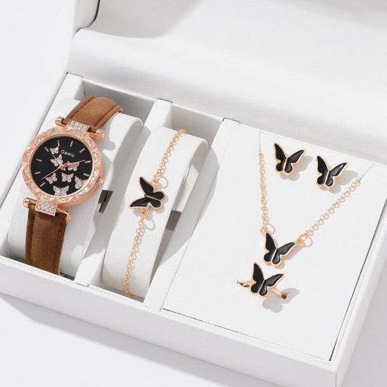 Women's Fashion Simple Butterfly Digital Belt Watch $13.14 Dana Fashion Color: Brown Black Butterfly Suit Women's Accessories Product information: Color: black, brown, pink, red, beige black butterfly suit (without box), black black butterfly suit (withou