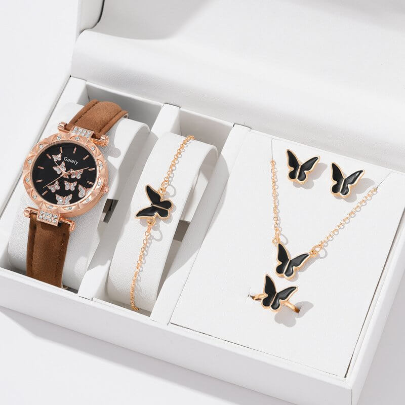 Women's Fashion Simple Butterfly Digital Belt Watch $13.14 Dana Fashion Color: Brown Black Butterfly Suit Women's Accessories Product information: Color: black, brown, pink, red, beige black butterfly suit (without box), black black butterfly suit (withou