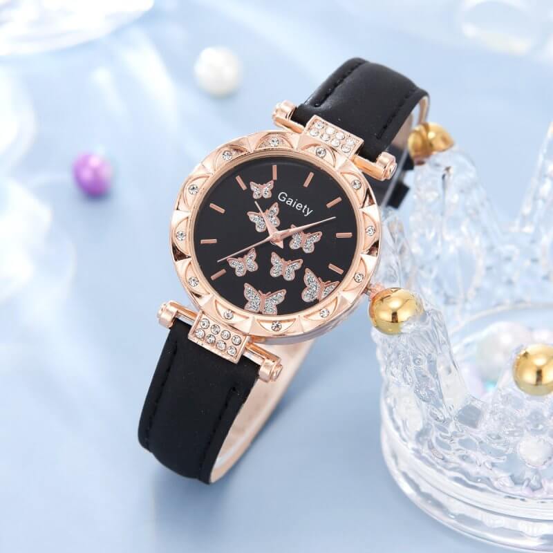 Women's Fashion Simple Butterfly Digital Belt Watch $9.45 Dana Fashion Color: Black Women's Accessories Product information: Color: black, brown, pink, red, beige black butterfly suit (without box), black black butterfly suit (without box), Brown black bu