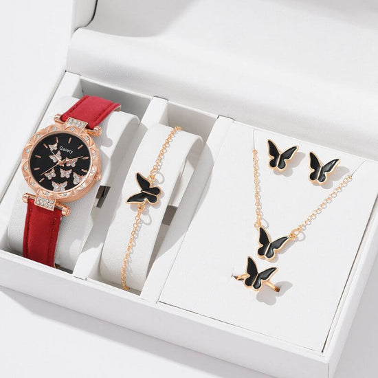 Women's Fashion Simple Butterfly Digital Belt Watch $13.14 Dana Fashion Color: Red Black Butterfly Suit Women's Accessories Product information: Color: black, brown, pink, red, beige black butterfly suit (without box), black black butterfly suit (without