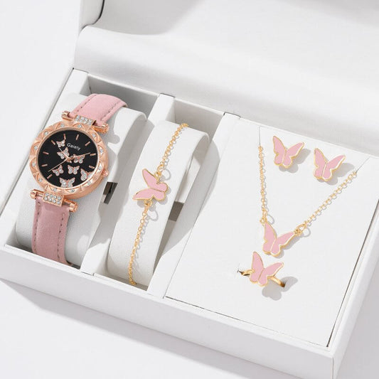 Women's Fashion Simple Butterfly Digital Belt Watch $13.14 Dana Fashion Color: Beige Black Butterfly Suit Women's Accessories Product information: Color: black, brown, pink, red, beige black butterfly suit (without box), black black butterfly suit (withou
