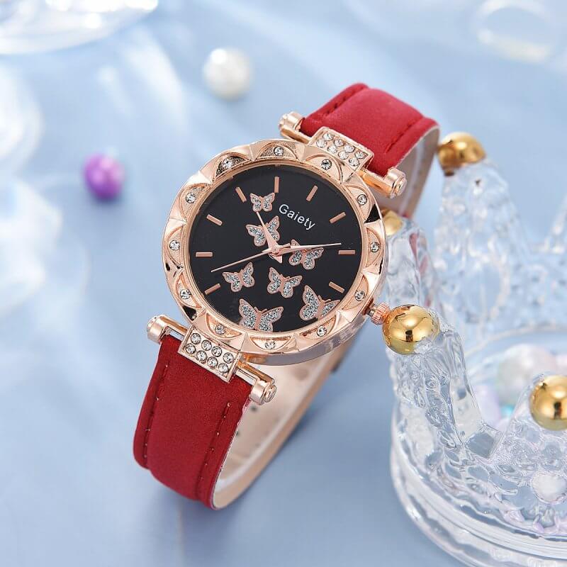 Women's Fashion Simple Butterfly Digital Belt Watch $9.45 Dana Fashion Color: Red Women's Accessories Product information: Color: black, brown, pink, red, beige black butterfly suit (without box), black black butterfly suit (without box), Brown black butt