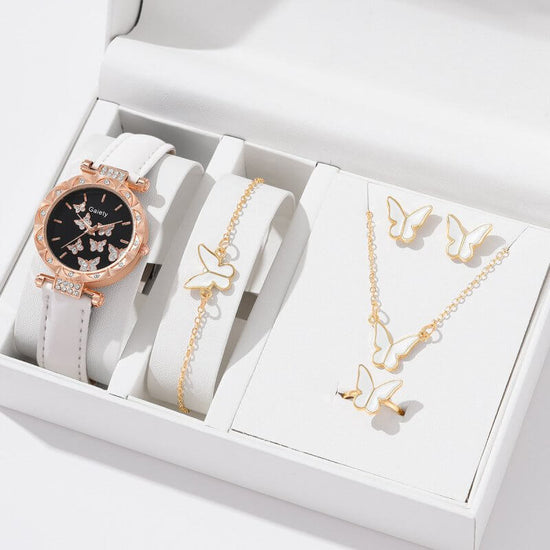 Women's Fashion Simple Butterfly Digital Belt Watch $13.14 Dana Fashion Color: White Butterfly Suit Women's Accessories Product information: Color: black, brown, pink, red, beige black butterfly suit (without box), black black butterfly suit (without box)