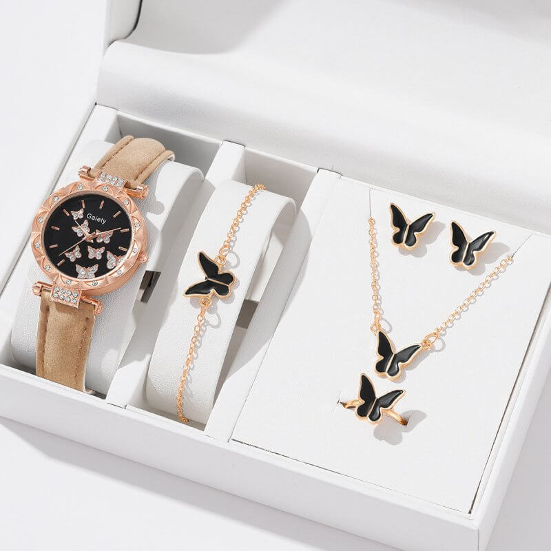 Women's Fashion Simple Butterfly Digital Belt Watch $13.14 Dana Fashion Color: Beige Black Butterfly Suit Women's Accessories Product information: Color: black, brown, pink, red, beige black butterfly suit (without box), black black butterfly suit (withou