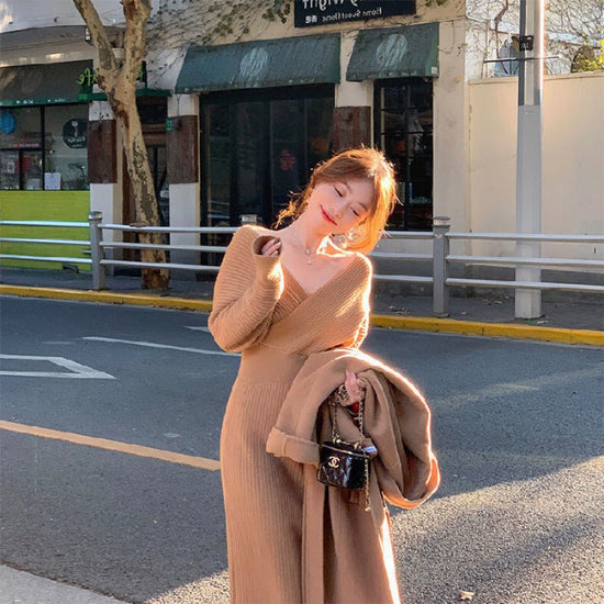 Women's Fashion Slim French Waist Dress $52.37 Dana Fashion Color: Deciduous Brown Size: 2XL Women's clothing Product information: Pattern: solid color Color: Brown, Milky White, deciduous brown, black Size: S ,M,L,XL,2XL,3XL,4XL Fabric name: Wool blend S