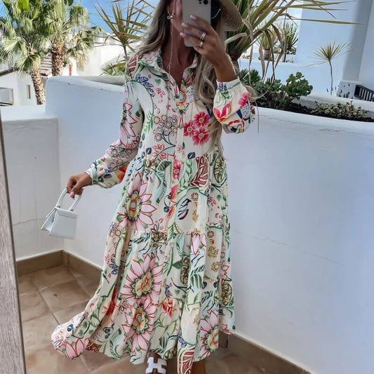 Women's Fashion Special V-neck Printed Dress $45.90 Dana Fashion Color: Blue Size: L Women's clothing Product information: Color: white, blue Waist Type: Mid waist Size: S,M,L,XL,XXL Style type: temperament commute Fabric name: Polyester Skirt Category: D