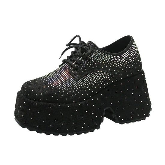 Women's Fashion Starry Rhinestone Platform Low-top Shoes $80.61 Dana Fashion Color: Beige White Size: 35 Women's shoes Product information: Pattern: color matching Lining material: cloth Applicable sports: Hiking Color: Black, Milky White, yellow can be c