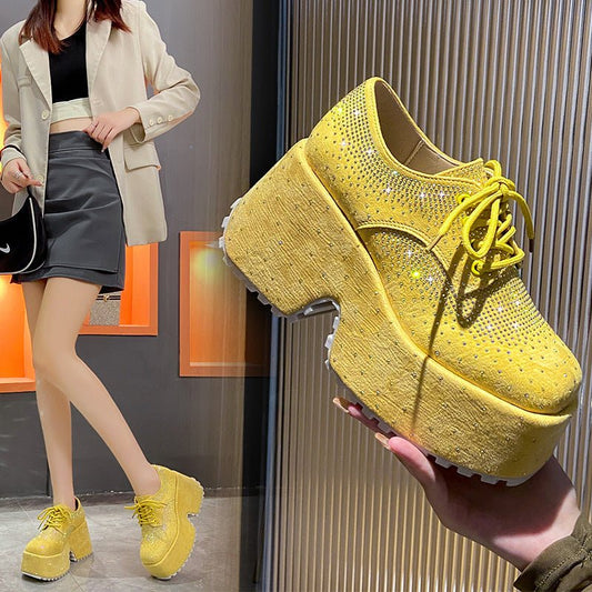 Women's Fashion Starry Rhinestone Platform Low-top Shoes $80.61 Dana Fashion Color: Beige White Size: 35 Women's shoes Product information: Pattern: color matching Lining material: cloth Applicable sports: Hiking Color: Black, Milky White, yellow can be c