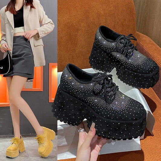 Women's Fashion Starry Rhinestone Platform Low-top Shoes $80.61 Dana Fashion Color: Beige White Size: 35 Women's shoes Product information: Pattern: color matching Lining material: cloth Applicable sports: Hiking Color: Black, Milky White, yellow can be c