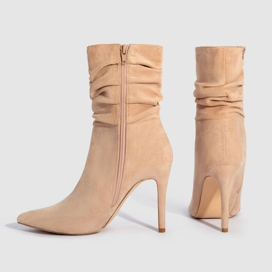 Women's Fashion Suede Pointed High Heels Boots $65.50 Dana Fashion Color: Apricot Size: US10 Women's shoes Product information: Pattern: solid color Color: Black, apricot, Brown, wine red Heel shape: stiletto heels Size: US5,US6,US6.5,US7,US7.5,US8,US8.5,