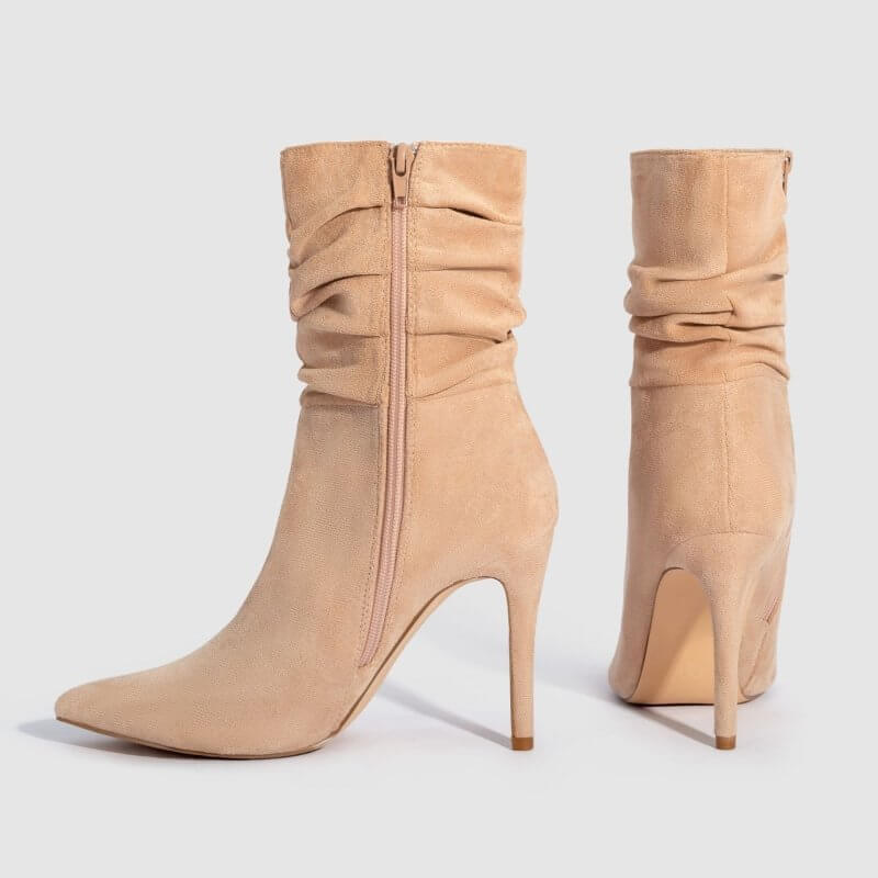 Women's Fashion Suede Pointed High Heels Boots $65.50 Dana Fashion Color: Apricot Size: US10 Women's shoes Product information: Pattern: solid color Color: Black, apricot, Brown, wine red Heel shape: stiletto heels Size: US5,US6,US6.5,US7,US7.5,US8,US8.5,