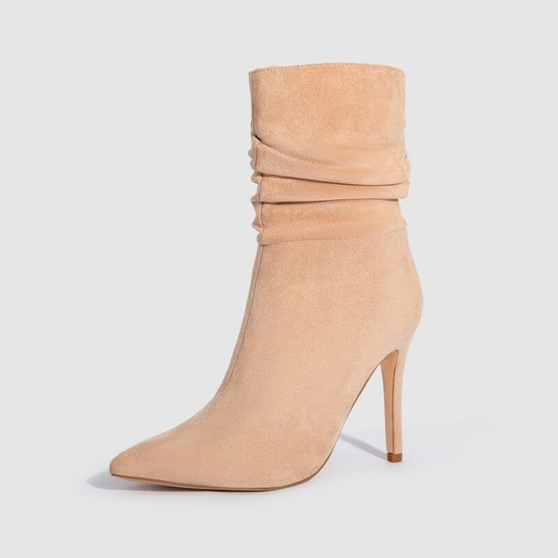 Women's Fashion Suede Pointed High Heels Boots $65.50 Dana Fashion Color: Apricot Size: US10 Women's shoes Product information: Pattern: solid color Color: Black, apricot, Brown, wine red Heel shape: stiletto heels Size: US5,US6,US6.5,US7,US7.5,US8,US8.5,