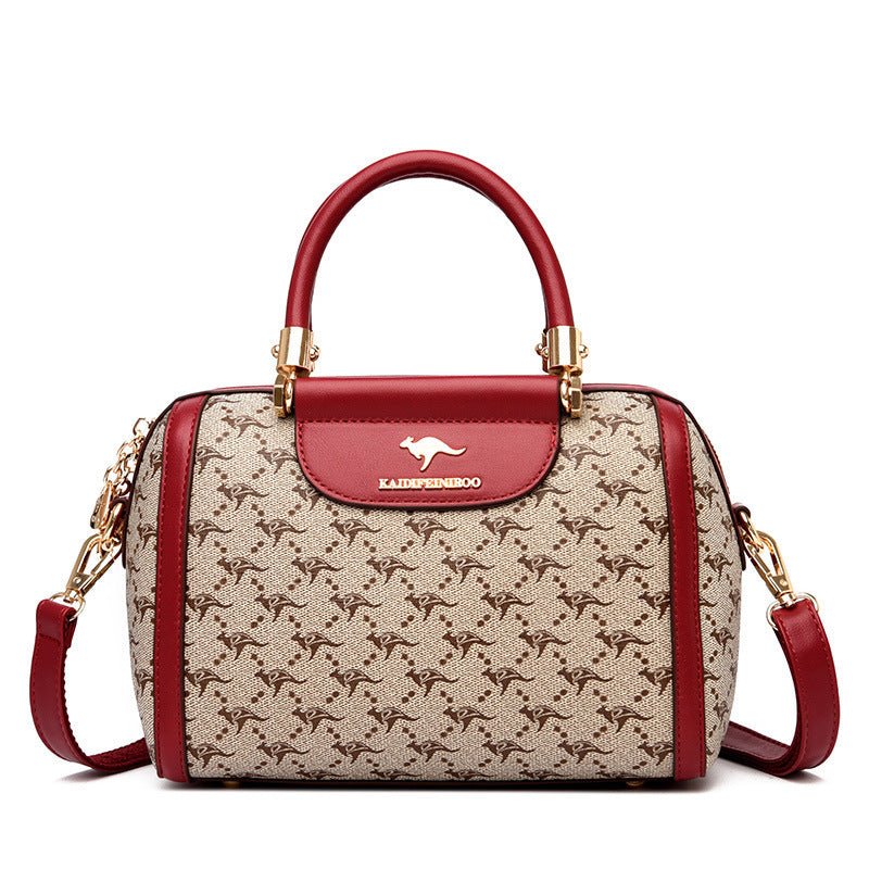 Women's Fashionable Printed Shoulder Bag $79.50 Dana Fashion Color: Diamond Plaid With Wine Red Women's Bags Product information: Lining texture: Polyester Applicable scenario: Daily matching Color: petals and Brown, petals and wine red, petals and khaki,