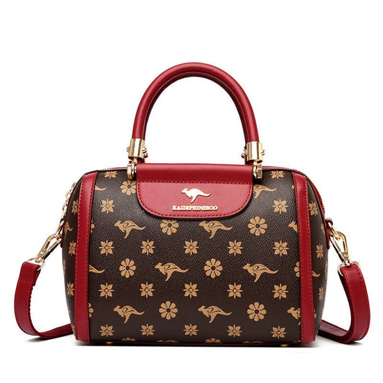 Women's Fashionable Printed Shoulder Bag $79.50 Dana Fashion Color: Petals With Wine Red Women's Bags Product information: Lining texture: Polyester Applicable scenario: Daily matching Color: petals and Brown, petals and wine red, petals and khaki, rhombu