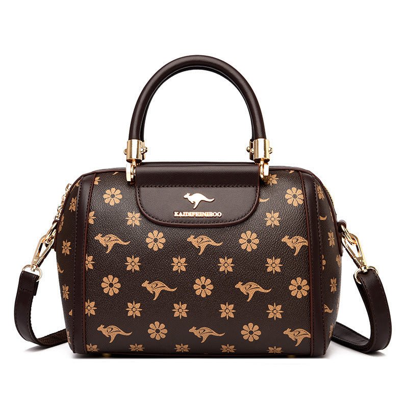 Women's Fashionable Printed Shoulder Bag $79.50 Dana Fashion Color: Petals With Brown Women's Bags Product information: Lining texture: Polyester Applicable scenario: Daily matching Color: petals and Brown, petals and wine red, petals and khaki, rhombus a