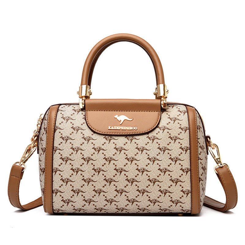 Women's Fashionable Printed Shoulder Bag $79.50 Dana Fashion Color: Rhombus With Khaki Women's Bags Product information: Lining texture: Polyester Applicable scenario: Daily matching Color: petals and Brown, petals and wine red, petals and khaki, rhombus