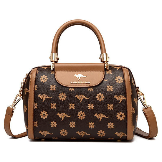 Women's Fashionable Printed Shoulder Bag $79.50 Dana Fashion Color: Petals With Khaki Women's Bags Product information: Lining texture: Polyester Applicable scenario: Daily matching Color: petals and Brown, petals and wine red, petals and khaki, rhombus a