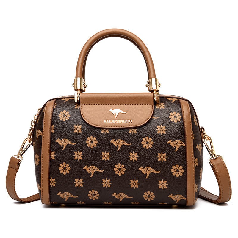 Women's Fashionable Printed Shoulder Bag $79.50 Dana Fashion Color: Petals With Khaki Women's Bags Product information: Lining texture: Polyester Applicable scenario: Daily matching Color: petals and Brown, petals and wine red, petals and khaki, rhombus a