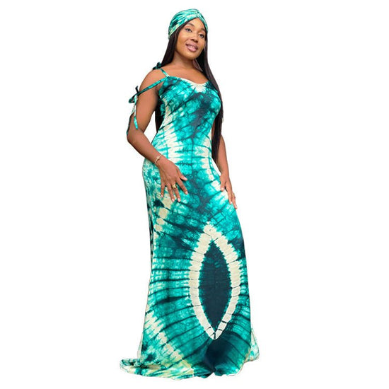 Women's Fashionable Printed Suspenders Slim Fit Long Dress Long Dress Scarf $49.90 Dana Fashion Color: Dark Pink Size: L Women's clothing Product information: Pattern: Rainbow Skirt type: hip skirt Color: dark pink, orange, peacock blue Waist Type: Mid wa