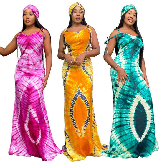 Women's Fashionable Printed Suspenders Slim Fit Long Dress Long Dress Scarf $49.90 Dana Fashion Color: Dark Pink Size: L Women's clothing Product information: Pattern: Rainbow Skirt type: hip skirt Color: dark pink, orange, peacock blue Waist Type: Mid wa