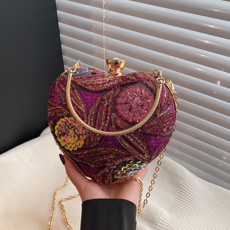 Women's Fashionable Sequins Shoulder Bag Retro $29.49 Dana Fashion Color: Blue Women's Bags Product information: Color: blue, purple, gold, brown, yellow Hardness: hard Material: Special Suitcase shape: heart shape Popular elements: Sequins Number of shou