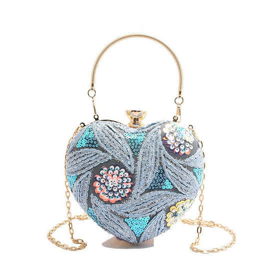 Women's Fashionable Sequins Shoulder Bag Retro $29.49 Dana Fashion Color: Blue Women's Bags Product information: Color: blue, purple, gold, brown, yellow Hardness: hard Material: Special Suitcase shape: heart shape Popular elements: Sequins Number of shou
