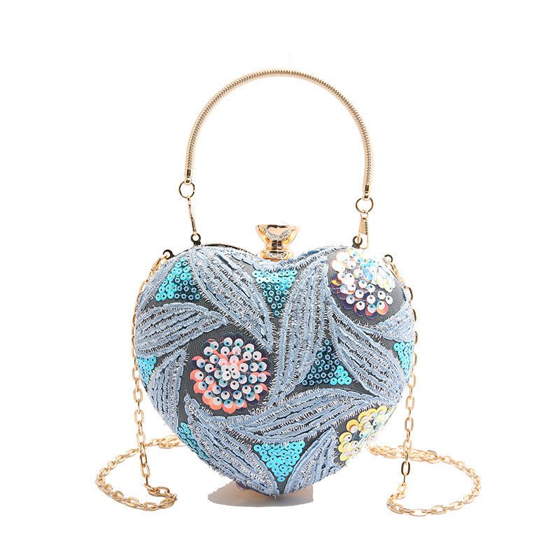 Women's Fashionable Sequins Shoulder Bag Retro $29.49 Dana Fashion Color: Blue Women's Bags Product information: Color: blue, purple, gold, brown, yellow Hardness: hard Material: Special Suitcase shape: heart shape Popular elements: Sequins Number of shou