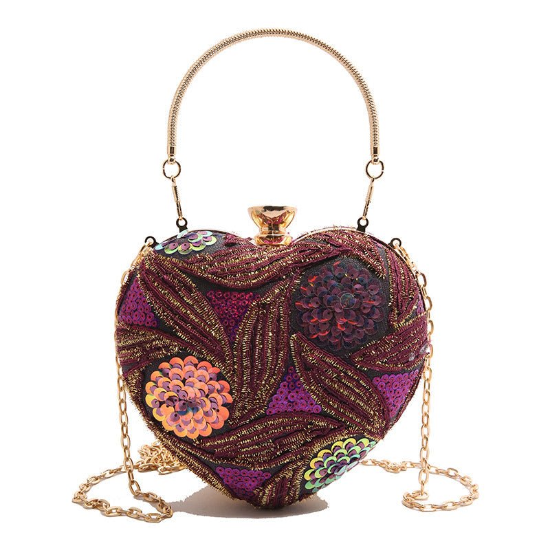 Women's Fashionable Sequins Shoulder Bag Retro $29.49 Dana Fashion Color: Purple Women's Bags Product information: Color: blue, purple, gold, brown, yellow Hardness: hard Material: Special Suitcase shape: heart shape Popular elements: Sequins Number of sh