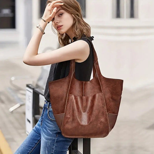 Women's Fashionable Simple Soft Leather Large Capacity Handbag $56.81 Dana Fashion Color: Black Women's Bags Product information: Lining texture: PU Applicable scenario: Daily matching Color: black, brown, dark brown (coffee red), light brown, khaki, dark