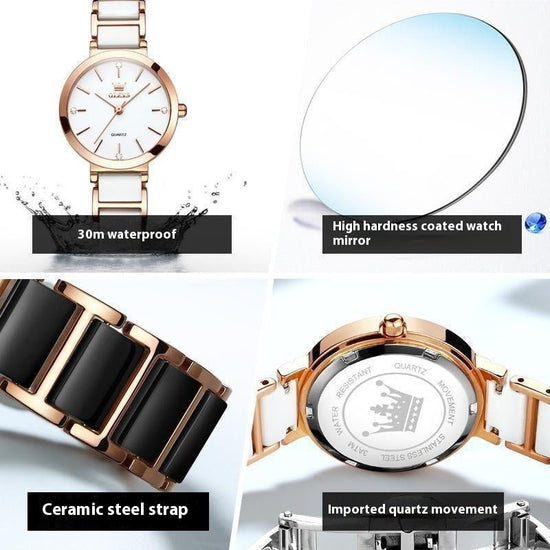 Women's Fashionable Waterproof Original Quartz Movement Niche High-end Watch $59.00 Dana Fashion Color: Rose Gold Black Surface Beauty Tools Product information: Color: Steel Band rose gold black surface, steel band rose gold white surface Thickness: 8mm