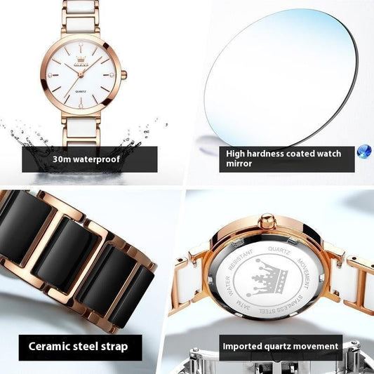 Women's Fashionable Waterproof Original Quartz Movement Niche High-end Watch $59.00 Dana Fashion Color: Rose Gold Black Surface Beauty Tools Product information: Color: Steel Band rose gold black surface, steel band rose gold white surface Thickness: 8mm