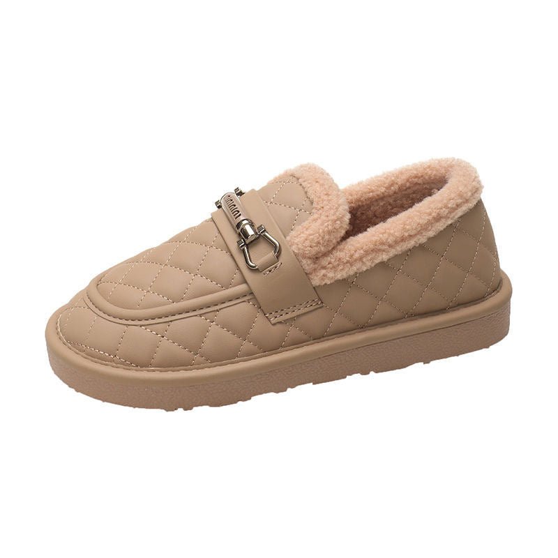 Women's Flat Bottomed Warm And Fluffy Cotton Shoes $29.99 Dana Fashion Color: Black Size: 36 Women's shoes Product information: Lining material: artificial plush Color: D11 non-Bean Cotton [Brown],D11 non-Bean Cotton [white],D11 non-Bean Cotton [black]] U