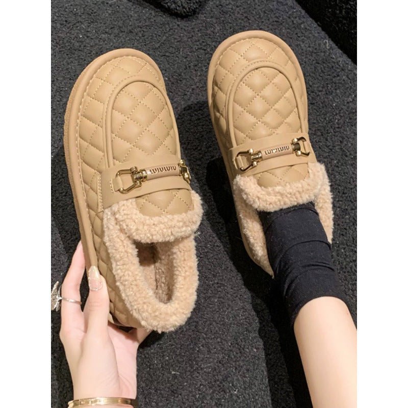 Women's Flat Bottomed Warm And Fluffy Cotton Shoes $29.99 Dana Fashion Color: Coffee Color Size: 36 Women's shoes Product information: Lining material: artificial plush Color: D11 non-Bean Cotton [Brown],D11 non-Bean Cotton [white],D11 non-Bean Cotton [bl