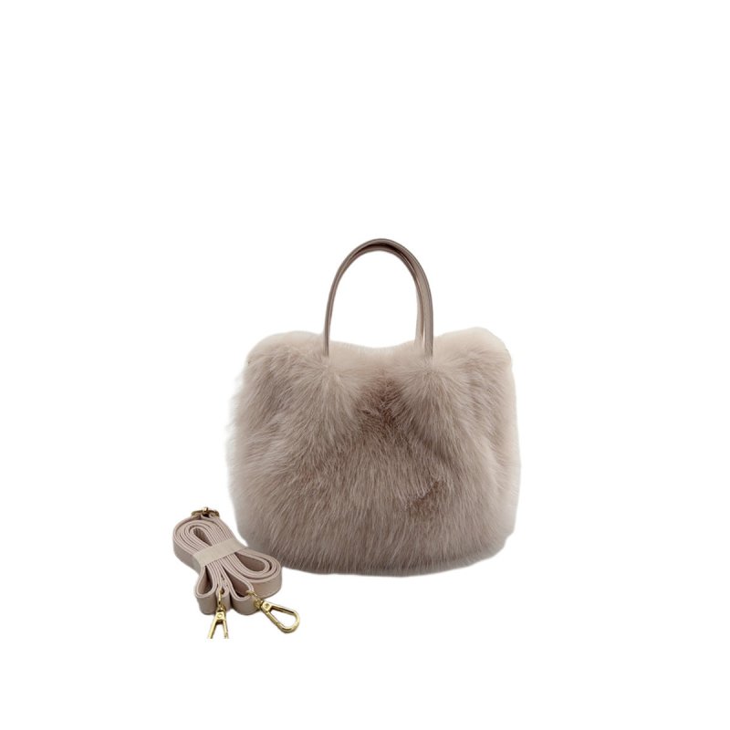 Women's Fox Fur-style Tote Bag $46.53 Dana Fashion Color: Apricot Size: 23X16X15cm Women's Bags Product information: Color: Camel, apricot, white, black Outer bag type: Three-dimensional pocket Hardness: medium and soft Material: Polyester Suitcase shape: