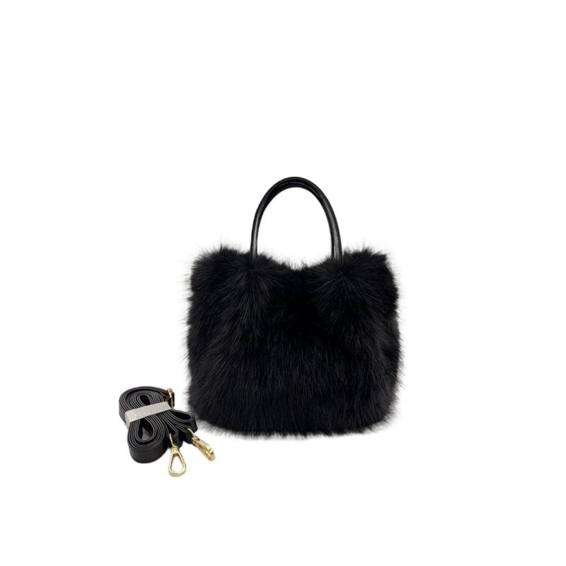 Women's Fox Fur-style Tote Bag $46.53 Dana Fashion Color: Black Size: 23X16X15cm Women's Bags Product information: Color: Camel, apricot, white, black Outer bag type: Three-dimensional pocket Hardness: medium and soft Material: Polyester Suitcase shape: H