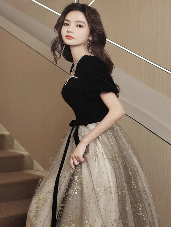 Women's French Light Luxury And Luxurious Black Evening Dress $98.50 Dana Fashion Color: Black Size: L Women's clothing Product information: Fabric name: Mesh Applicable scenario: Adult Ceremony Color: Black Main fabric composition: Regenerated Cellulose