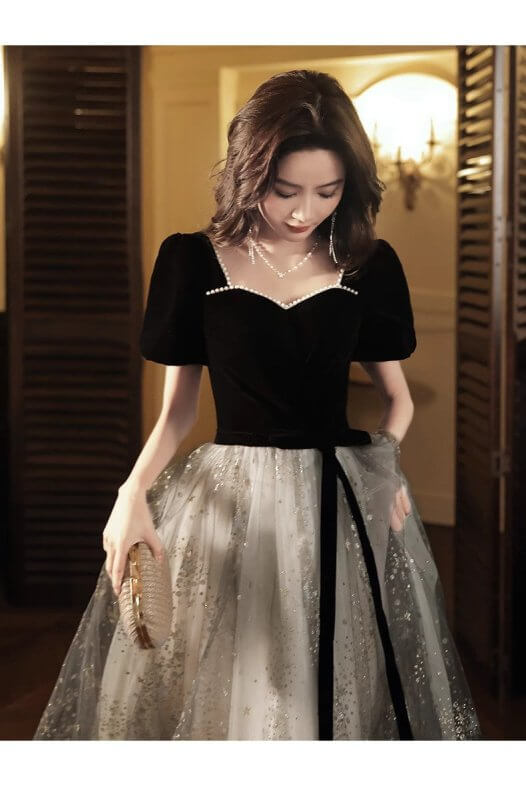 Women's French Light Luxury And Luxurious Black Evening Dress $98.50 Dana Fashion Color: Black Size: L Women's clothing Product information: Fabric name: Mesh Applicable scenario: Adult Ceremony Color: Black Main fabric composition: Regenerated Cellulose