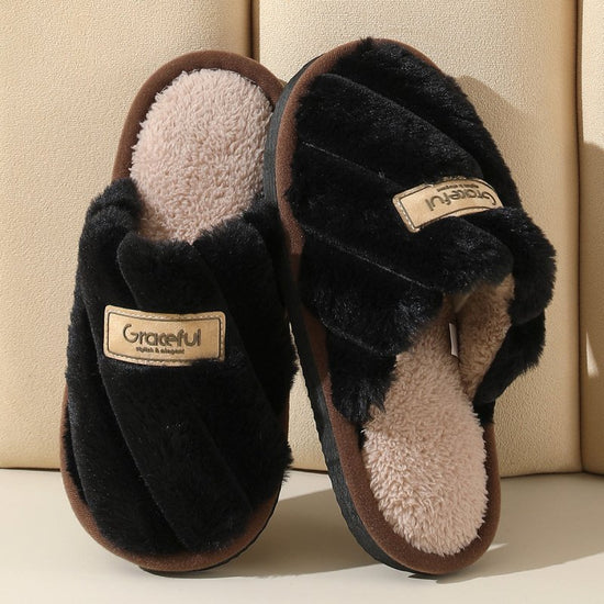 Women's Fur Fall And Winter Outer Wear Non-slip Indoor Platform Home Cotton Slippers $34.50 Dana Fashion Color: Black Size: 36to37 Women's shoes Product information: Pattern: solid color Lining material: Cotton Color: pink, black, white, khaki Heel height