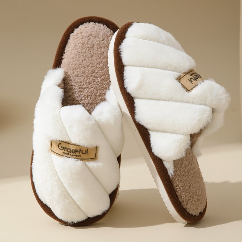 Women's Fur Fall And Winter Outer Wear Non-slip Indoor Platform Home Cotton Slippers $34.50 Dana Fashion Color: White Size: 36to37 Women's shoes Product information: Pattern: solid color Lining material: Cotton Color: pink, black, white, khaki Heel height