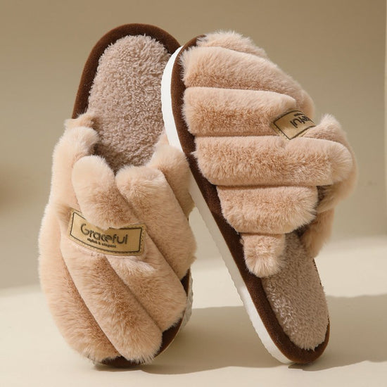 Women's Fur Fall And Winter Outer Wear Non-slip Indoor Platform Home Cotton Slippers $34.50 Dana Fashion Color: Khaki Size: 36to37 Women's shoes Product information: Pattern: solid color Lining material: Cotton Color: pink, black, white, khaki Heel height