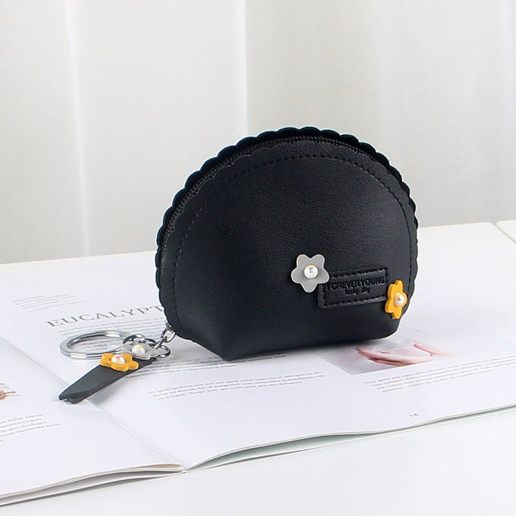Women's Hand Holding Fan Small And Simple Coin Key Case One-piece Zipper Waterproof Coin Purse $10.75 Dana Fashion Color: Black Women's Bags Product information: Pattern: Flowers Lining texture: synthetic leather Applicable scenarios: Daily matching Color