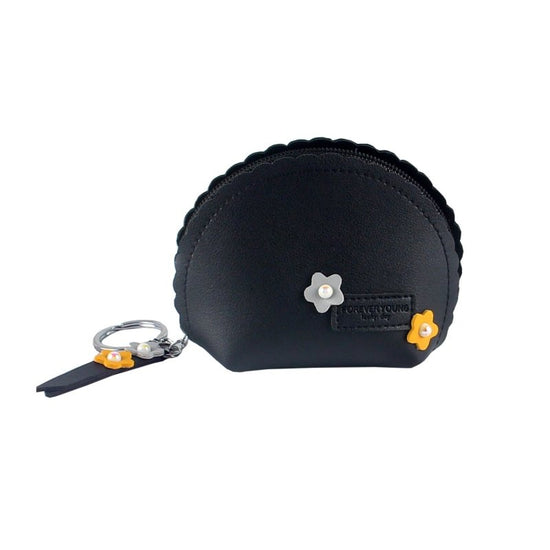 Women's Hand Holding Fan Small And Simple Coin Key Case One-piece Zipper Waterproof Coin Purse $10.75 Dana Fashion Color: Black Women's Bags Product information: Pattern: Flowers Lining texture: synthetic leather Applicable scenarios: Daily matching Color