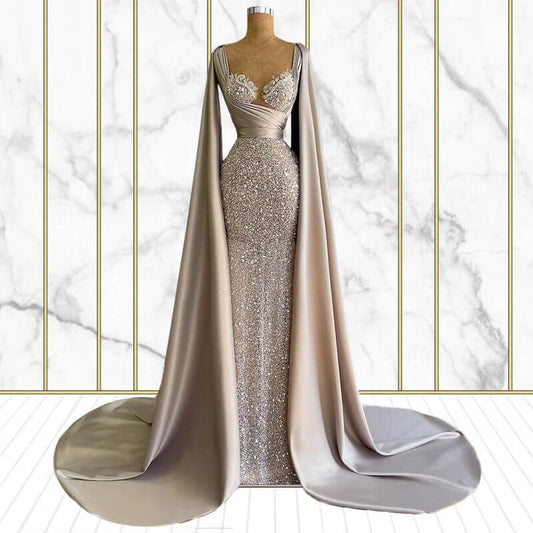 Women's High-end Dress With A Sense Of Design $289.00 Dana Fashion Color: Picture Color Size: 10 Yards Women's clothing Product information: Fabric name: Polyester Fiber Applicable scenario: Wedding Color: Picture color Size: 2 yards, 4 yards, 6 yards, 8