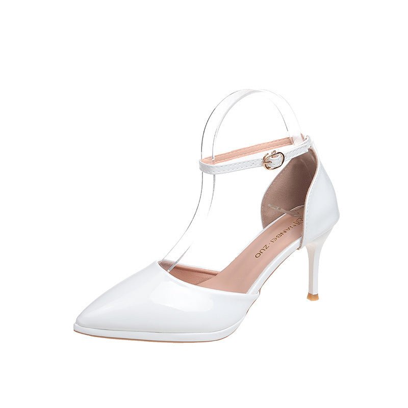 Women's High-heeled Sandals With Buckle Strap $45.50 Dana Fashion Color Size: White 8 Size: 35 Women's shoes Product information: Toe bracket shape: Tip Color: Black Pu 8cm, black flannel 8cm, Black Pu 11cm, black flannel 11cm, white 8cm, white 11cm, apri