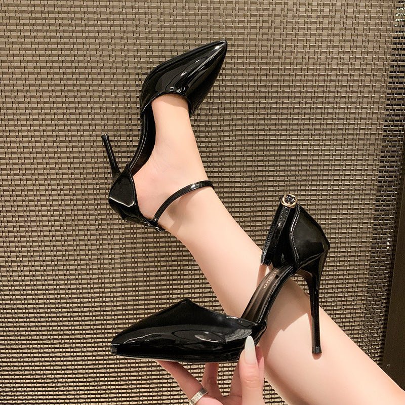 Women's High-heeled Sandals With Buckle Strap $45.50 Dana Fashion Color Size: Black Pu11cm Size: 35 Women's shoes Product information: Toe bracket shape: Tip Color: Black Pu 8cm, black flannel 8cm, Black Pu 11cm, black flannel 11cm, white 8cm, white 11cm,