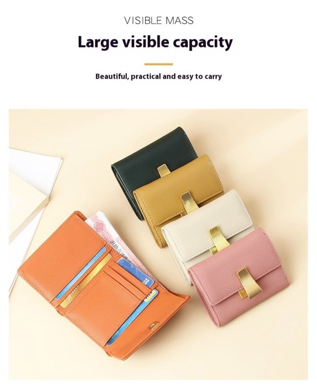 Women's High Sense Niche 70 Off Short Style Multiple Card Slots Multi-functional Leather Wallet $35.00 Dana Fashion Color: Beige Women's Bags Product information: Lining texture: without lining Color: yellow, pink, orange, dark green, black, beige Image: