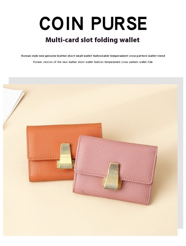 Women's High Sense Niche 70 Off Short Style Multiple Card Slots Multi-functional Leather Wallet $35.00 Dana Fashion Color: Beige Women's Bags Product information: Lining texture: without lining Color: yellow, pink, orange, dark green, black, beige Image:
