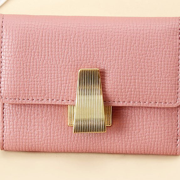 Women's High Sense Niche 70 Off Short Style Multiple Card Slots Multi-functional Leather Wallet $35.00 Dana Fashion Color: Pink Women's Bags Product information: Lining texture: without lining Color: yellow, pink, orange, dark green, black, beige Image: N