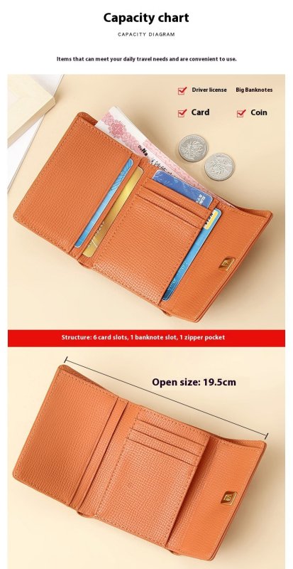 Women's High Sense Niche 70 Off Short Style Multiple Card Slots Multi-functional Leather Wallet $35.00 Dana Fashion Color: Beige Women's Bags Product information: Lining texture: without lining Color: yellow, pink, orange, dark green, black, beige Image: