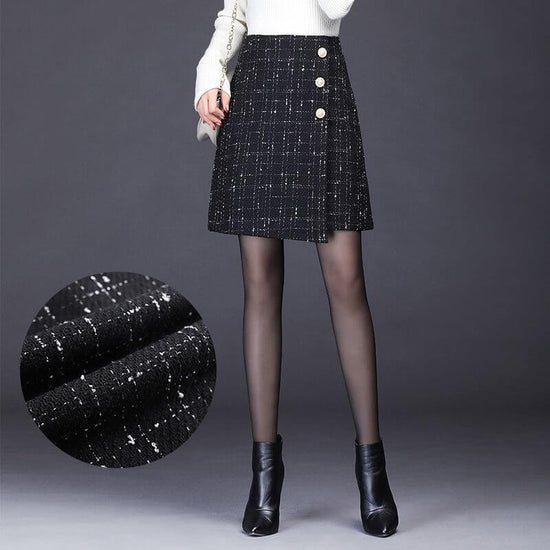 Women's High Waist Slimming Plaid Skirt $40.50 Dana Fashion Color: Beige Size: L Women's clothing Product information: Pattern: see details Fabric name: Polyester Skirt-type: A- line skirt Color: Black, creamy-white, classic black plaids, classic apricot
